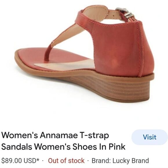 Lucky Brand Annamae Leather T-Strap Thong Sandals - Picture 9 of 9